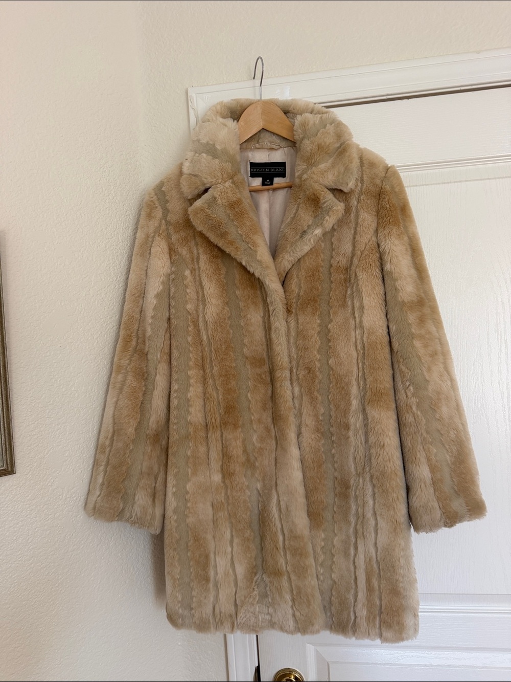 Kristen Blake Beige Faux Fur Peacoat